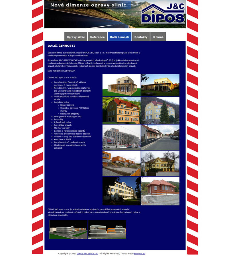 Web stavební firmy Dipos s.r.o.